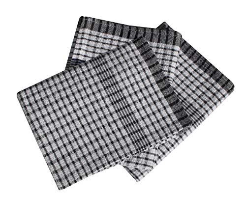 Pack of 10 Heavy Duty (80gm/pc) WonderDry Checked Cotton Kitchen Tea Towels - Absorbent - Long Lasting – Professional Grade - Lint Free, Fade Resistant – Bar, Catering Restaurant Cloth- 50 x 70 cm - Image 4