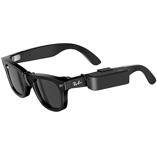 Wearable Power Bank for Ray-Ban Meta Smart Glasses (Gen 1 & 2,Wayfarer/Skyler/Headliner) & Oakley Meta HSTN – Ultra-Light Clip-On 370mAh Fast Charging Battery with USB-C Cable | Black