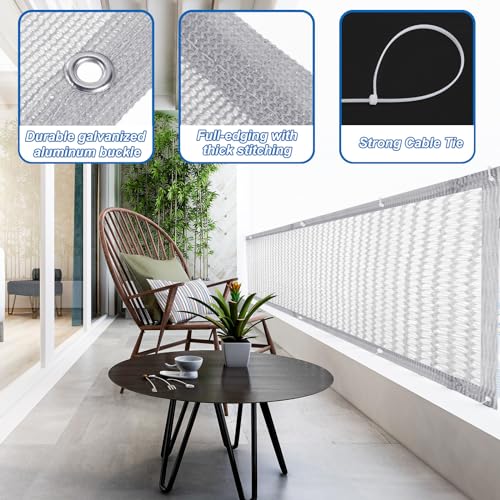 PATIKIL 3'x10' Patio Privacy Screen for Balcony Fence Cover for Apartment Railing Netting Mesh Shade Fabric Balcony Cover for Outdoor Deck Backyard Porch Railing Shield 90% (Gray) - Image 4