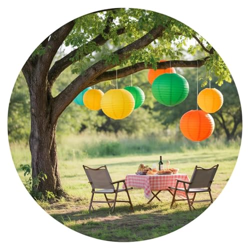 Image of Colorful Chinese Paper Lanterns with LED Lights, 10-Pack 10inch | Hanging Lights for Birthday Party Decorations, Ceiling Decor, Rainbow Classroom, Home Party, Baby Shower & Carnival