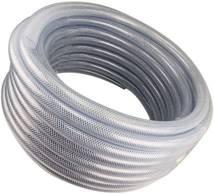 1/8 ID x .328 OD Heavy Wall Reinforced Clear PVC Plastic Tubing with Polyester Braid (10 Ft)