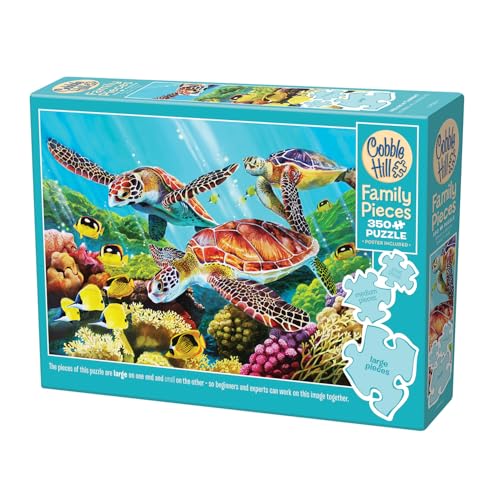 Preisvergleich Produktbild Cobble Hill 3847020 Molokini Strömung, Familienpuzzle, 350 Teile Puzzle mit unterschiedlich großen Puzzleteilen inkl. Poster, Generationenpuzzle ab 9 Jahren, Schildkröten, Unterwasser
