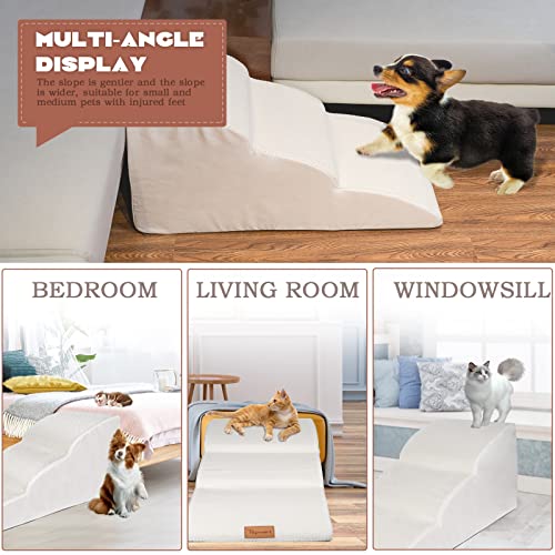 Image of Topmart High Density Extended Foam Dog Ramp&Steps 3 Tiers,15.7 inch High,Non-Slip Dog Stairs with Waterproof Cover,Soft Foam Pet Ladder,Best for Injured,Older Cats,Pets with Joint Pain
