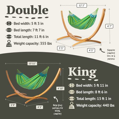La Siesta Brisa Classic Hammock & Elipso Wood Hammock Stand, Handmade, Weather-Resistant, Tear-Resistant Hammock & Larch Wood Stand Set, Size-Double - Lime #TOP4