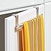 mDesign Steel Over Door Curved Towel Bar Storage, Hanger for Cabinet or Cupboard, Holder Rack for Kitchen, Bathroom - Holds Hand/Dish Towels, Washcloths - Spira Collection - 2 Pack - Satin