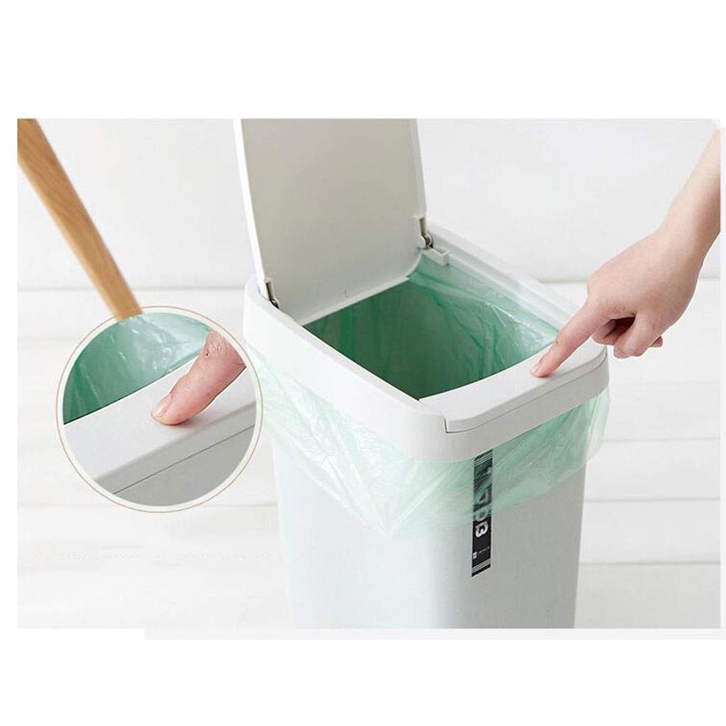 MYBA Papelera de plástico con tapa a presión, rectangular, para sala de estar, baño, cocina, con tapa, color azul claro, tamaño: A)