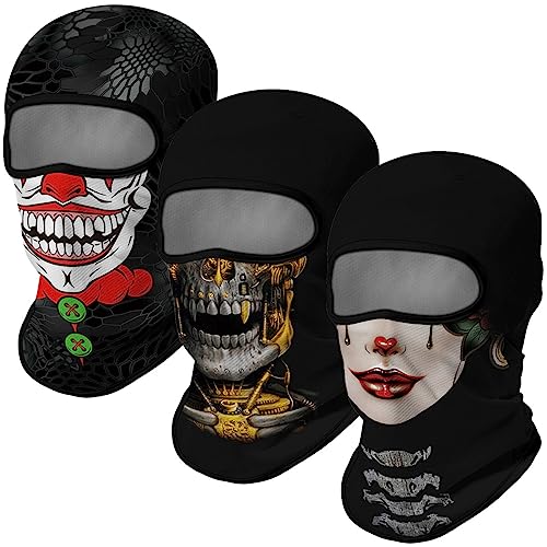 Image of Red Plume 3PCS Balaclava Full Face Mask Ski Mask UV Protection Cover Motorcycle Full Face Mask for Men Women Outdoor Sports