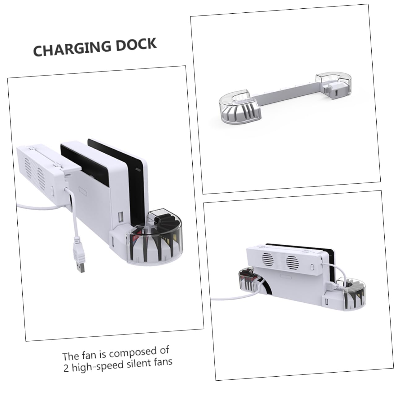 LIFKOME 1set Dock Di Ricarica Per Switch Oled Con Ventola Di Raffreddamento e Base Stazione Di Ricarica Per Gamepad e Conservazione Schede Di Gioco Con Copertura Trasparente
