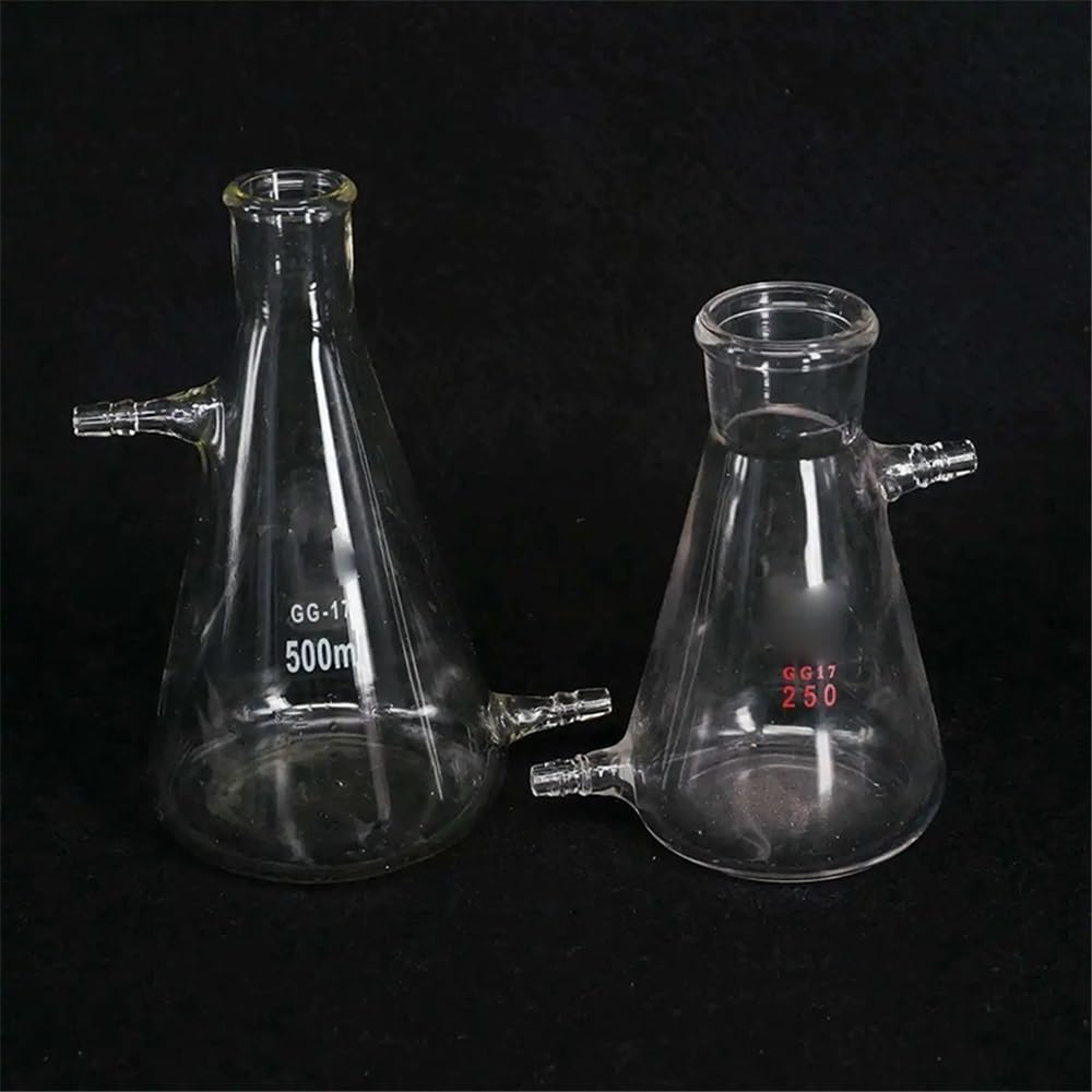 Attrezzature e forniture di laboratorio Flacone da laboratorio in vetro borosilicato 125 ml, 250, 500, 1000 con doppio adattatore for tubo flessibile 10 mm