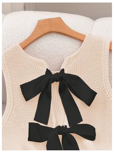 Image of GORGLITTER Women's Tie Back Cropped Sweater Vest Bow Sleeveless Knit Tank Tops Trendy Cute Cardigan Dressy Casual Outfits