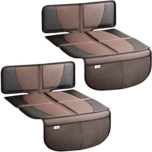 Image of H Helteko Car Seat Protector with Thickest Padding, 2 Pack Car Seat Pad for Child Baby Carseat, Auto Seat Protector from Waterproof & Stain Resistant Kick Mat Material for Leather and Fabric Seat