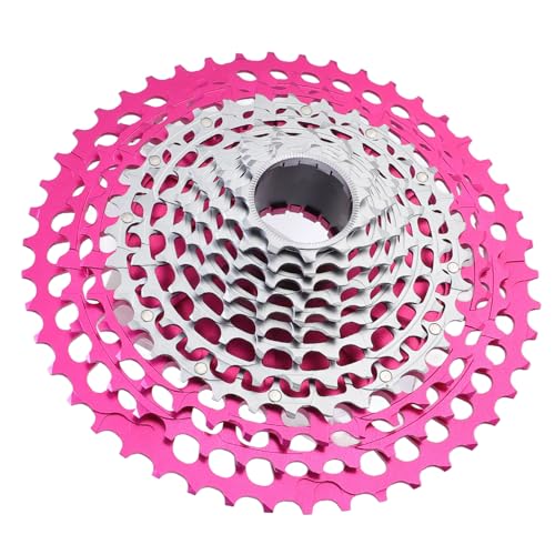 Casete de 12 Velocidades, Casete de Bicicleta Silenciosa Exactamente para Al Aire Libre (Plateado Rojo Rosa)