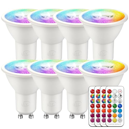 iLC Ampoule Led MR16 GU10 RGB Spot Changementde Couleur, Ampoules Led RGBW Dimmable Blanc chaud (2700K) 5W Equivalence incandescence 40W, Timing Télécommande...