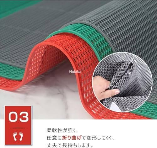 Nubika滑り止めマット PVC ゴム素材 吸水ノンスリップマット 転倒防止 高耐久 屋内屋外兼用 廊下 通路 浴室 プール ベランダ 学校 店舗 施設 マンション 駐車場 (長さ1.5m,グレー) [2]