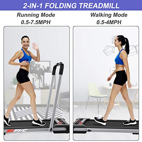 Image of Ryride-2.5 Horsepower Home Folding Treadmill, no Need to Install Folding Treadmill-Remote Control and LED Display, Suitable for Walking, Running, Jogging, Suitable for Home Office use (Silver)