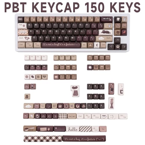 Image of PBT Keycaps Programmer Coffee Brown 150 Keys MX Switch Key Cap
