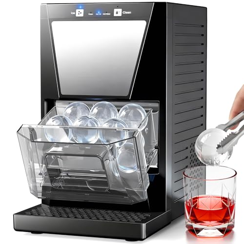 2 Clear Ice Ball Maker Countertop 100 PCS/Day Sphere Ice Maker with Automatic Cleaning Crystal-Clear & Slow-Melting Ice Spheres for Cocktails & Whiskey