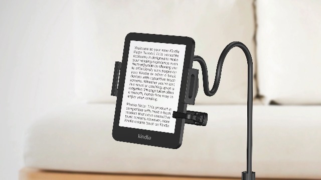 QIWAS Gooseneck Tablet Holder For Kindle Reading In Bed With Remote Page Turner, Lazy Arm Stand For Kindle Accessories Paperwhite Colorsoft Scribe, Ereader Accessory With Clicker Page Turner - View #9