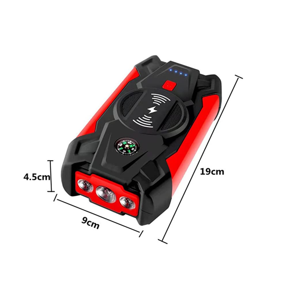 Arrancador para automóvil Cargador de batería portátil para automóvil Arranque de Emergencia Kit de Herramientas de Banco de energía Carga inalámbrica, Iluminación de Emergencia