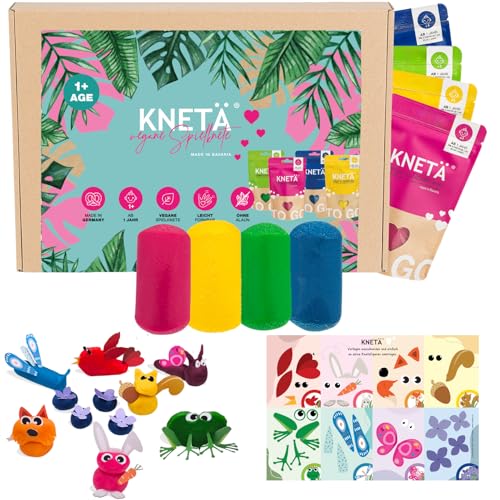 Knete Set (4x100g) inkl. 2X Bastelkarte I Vegane Spielknete ab 1 Jahr