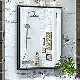 TokeShimi 20x26 Recessed Medicine Cabinet Bathroom Vanity Mirror Black Metal Framed Surface Wall Mounted with Aluminum Alloy Beveled Edges Design 1 Door for Modern Farmhouse