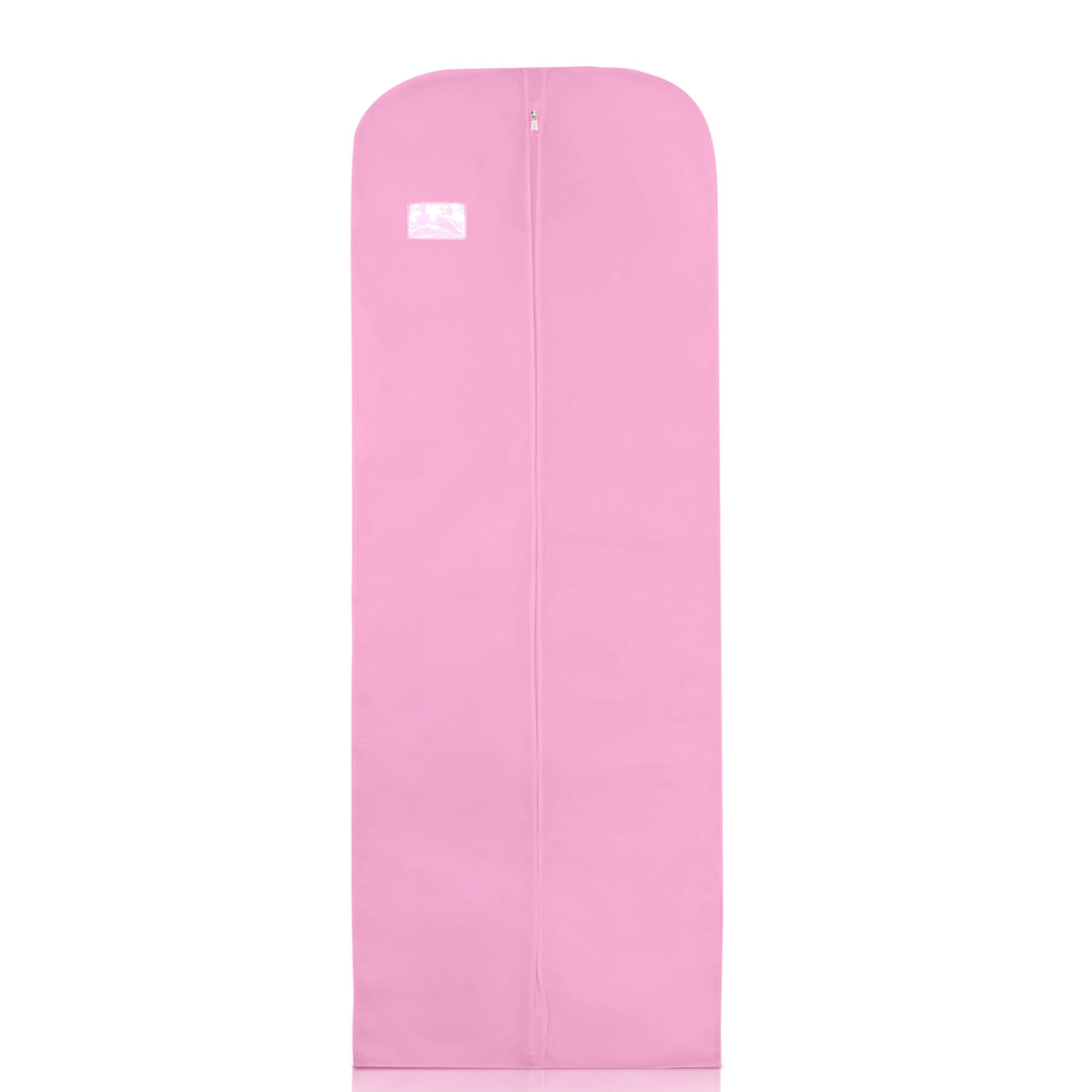 Wedcova Dress Bag | Hanging Garment Bags | Full Length Travel Covers | Wedding Long Clothes Storage Cover with Zipper for Women | 72 Inch (182cm) | Pack of 3 | Pink