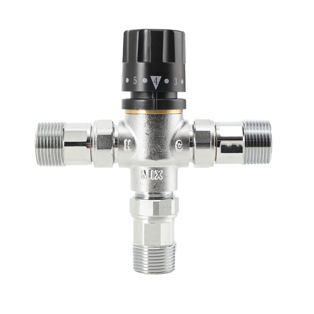 15-65℃ Thermomischer Brauchwassermischer Mischventil, 3/4 Zoll Einstellbar Thermomischer incl. 3x Verschraubung für Ingenieurprojekte