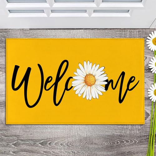 GEEXAN Sunflower Welcome Doormat 29x17 Inch Polyester Indoor and Outdoor Floor Mat with Non-Slip Rubber Backing, Perfect for Spring and Summer Decorations,Rug Front Entrance, Home Décor
