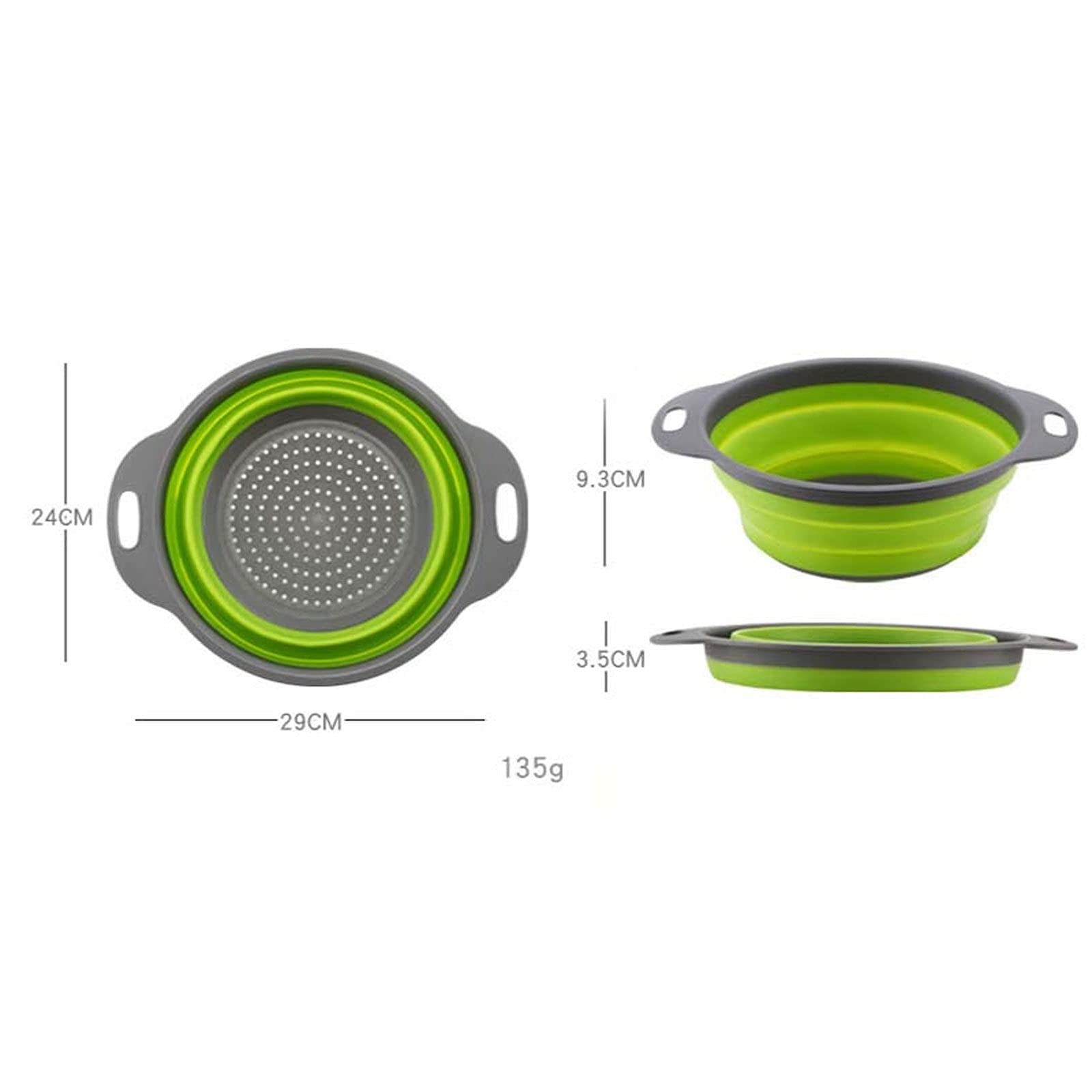 Colador plegable de silicona para fregadero, cesta de lavado de frutas y verduras, colador plegable con asa, herramientas de cocina (verde)