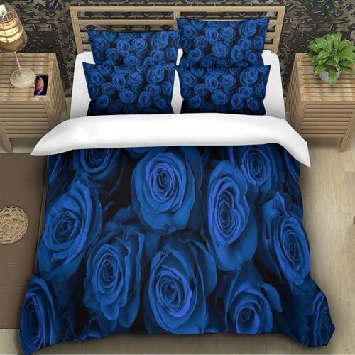 Housse de Couette Bleu Géométrique King 220x240cm en Microfibre - 5