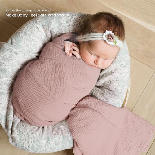 Image of lulumoon Muslin Swaddle Blankets for Baby: Lightweight & Breathable Receiving Blankets for Hospital - Neutral Registry Gift for Newborn 3pack (Chestnut)