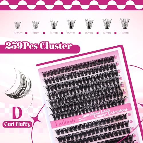 FADLASH 60D+80D 0.07mm D Curl 12-18mm Wispy Reusable Soft Fluffy Cluster Lashes DIY Eyelash Extensions, 60+80D, 60+80P1218-07D - Image 2