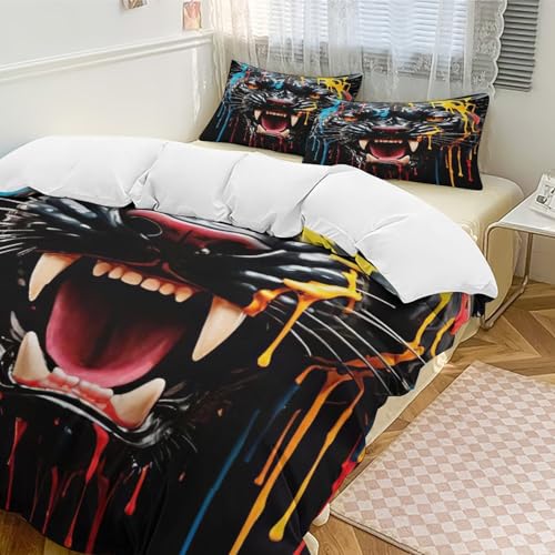 Housse de couette léopard 200x200 microfibre avec 2 taies d'oreiller - 5