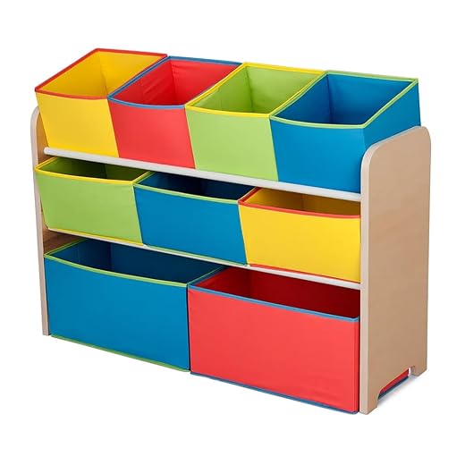 Delta Children Deluxe 9-Bin Toy Storage Organizer - Greenguard Gold Certified, Natural/Primary