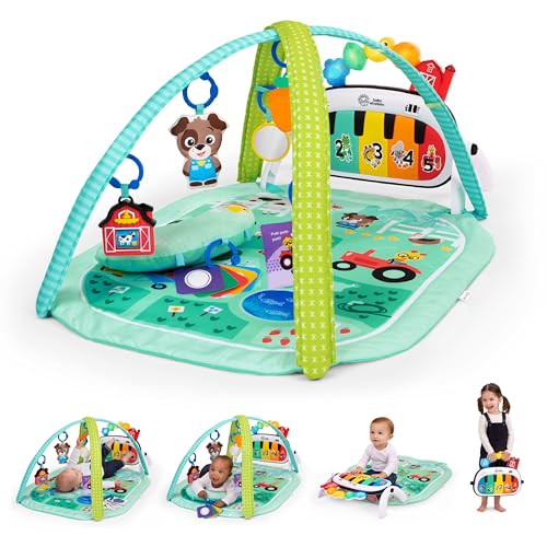 Baby Einstein Farm Explorers 4-in-1 Kickin Tunes Musical Meadow Music & Language Discovery Gym Play Mat with Kick Piano Ages 0 Months and Up