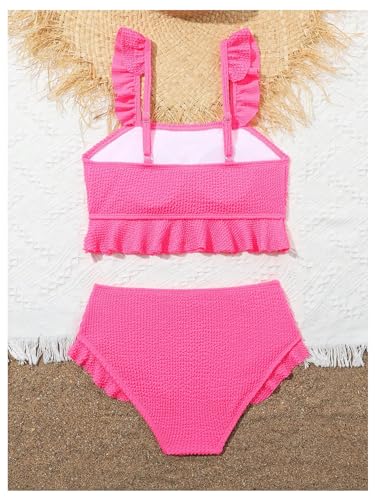 Image of Floerns Girl's 2 Piece Bathing Suit Ruffle Trim Summer Bikini Swimsuit