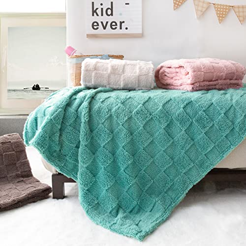 Baby Blanket For Boys Or Girls Super Soft Plush Toddler Blanket With 3D Chessboard Grid Design Fleece Fluffy Fuzzy Infant Blanket For Nursery Crib Stroller 30 X 40 Inches Lake Green #TOP5
