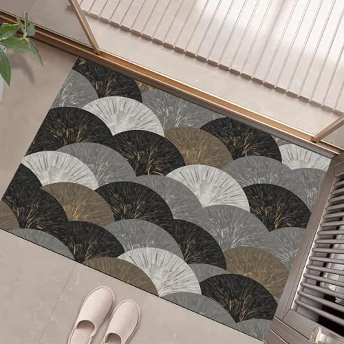 Paillasson absorbant d'entrée en éventail 50x80cm gris foncé lavable