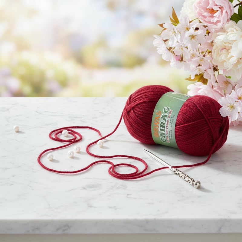 Image of M.G ENTERPRISE Os wal Chirag Mehroon (400 gm) Wool Ball Hand Knitting Wool /Art Craft Soft Fingering Crochet Hook Yarn, Needle Knitting Yarn Thread Dyed FA