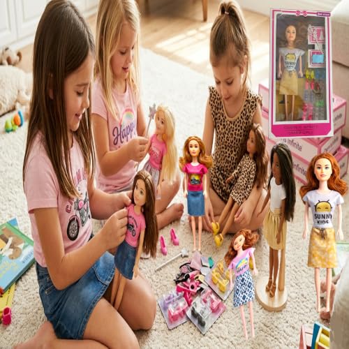 Image of SHAKTISM Doll Set for Girls with Makeup, Dress, Accessories, Wardrobe Closet, Hangers, Necklace, Multicolor, 3 Years and Up (Charm Girls Doll)