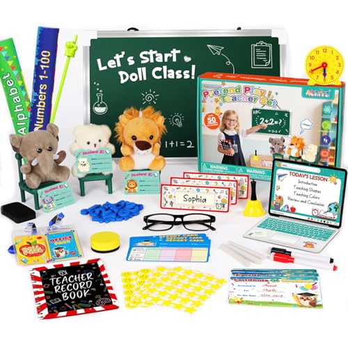 Alritz Role Pretend Play Teacher Set with Dolls for Kids Ages 6+