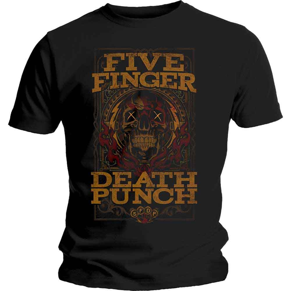 Five Finger Death Punch Men's Howe Eagle Crest Regular Fit Crew Neck Short Sleeve T - Shirt, Black (Black Black), Medium (Manufacturer Size:Medium)