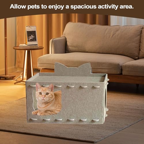 Grande maison à chat avec double couche et grotte de couchage en feutre robuste