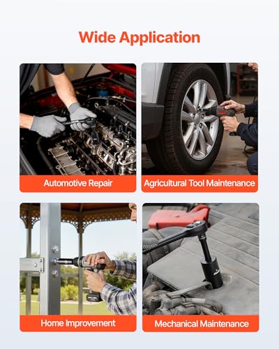 Image of VEVOR Impact Socket Set 3 /8 inch Drive, 64-Piece Standard SAE (5 /16 to 1 inch) & Metric (6 to 24 mm) Size, Deep & Shallow, 6 Point, CR-V, Ratchet Handle, Extension Bars, Universal Joint, Adapters