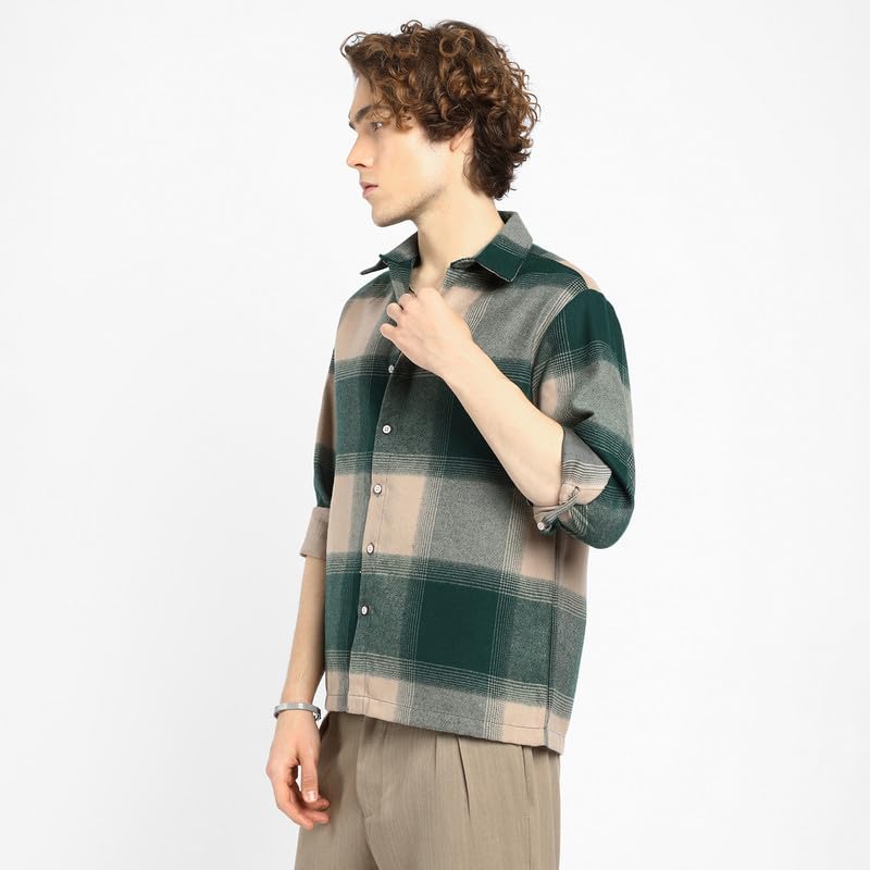 Image of CAHOOT Men's Shacket for Casual Wear | Spread Collar | Long Sleeve | Button Closure | Overshirt /Shacket Crafted with Comfort Fit for Everyday Wear