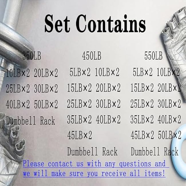 550LB 450LB 350LB Dumbbell Set with Rack Rubber Hex Weights for Home Gym Durable Construction Convenient Storage Space Saving Design Complete Weight Set Barbell Coated for Exercise Training