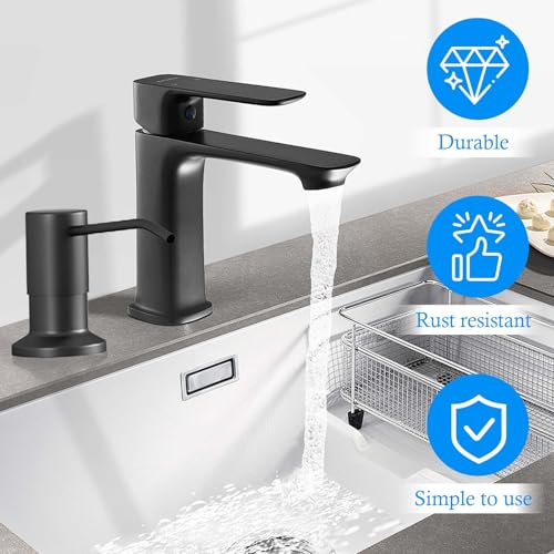 Image of Soap Dispenser for Kitchen Sink, Built in Sink Soap Dispenser with 47 inch Extension Tube Kit | 360 Rotatable Liquid Soap Dispenser for Kitchen or Bathroom Countertop