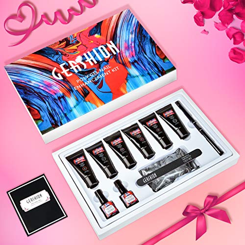 Gershion Poly Nail Gel Kit 30ml Nail Builder Gel Extension Nail Gel Kit Trendy Nail Art French Professional Technician Nail Salon Easy DIY for Beginner at Home All-in-One Kit Gift Set S-01 - Thumbnail 4