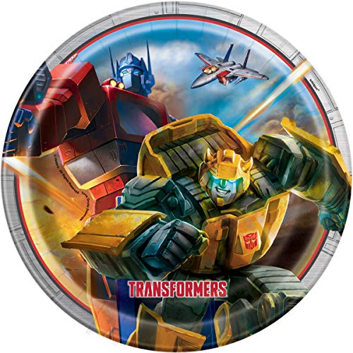 Transformers Birthday Party Supplies Bundle - Plates, Napkins, Table Cover & Stickers For 16 Guests