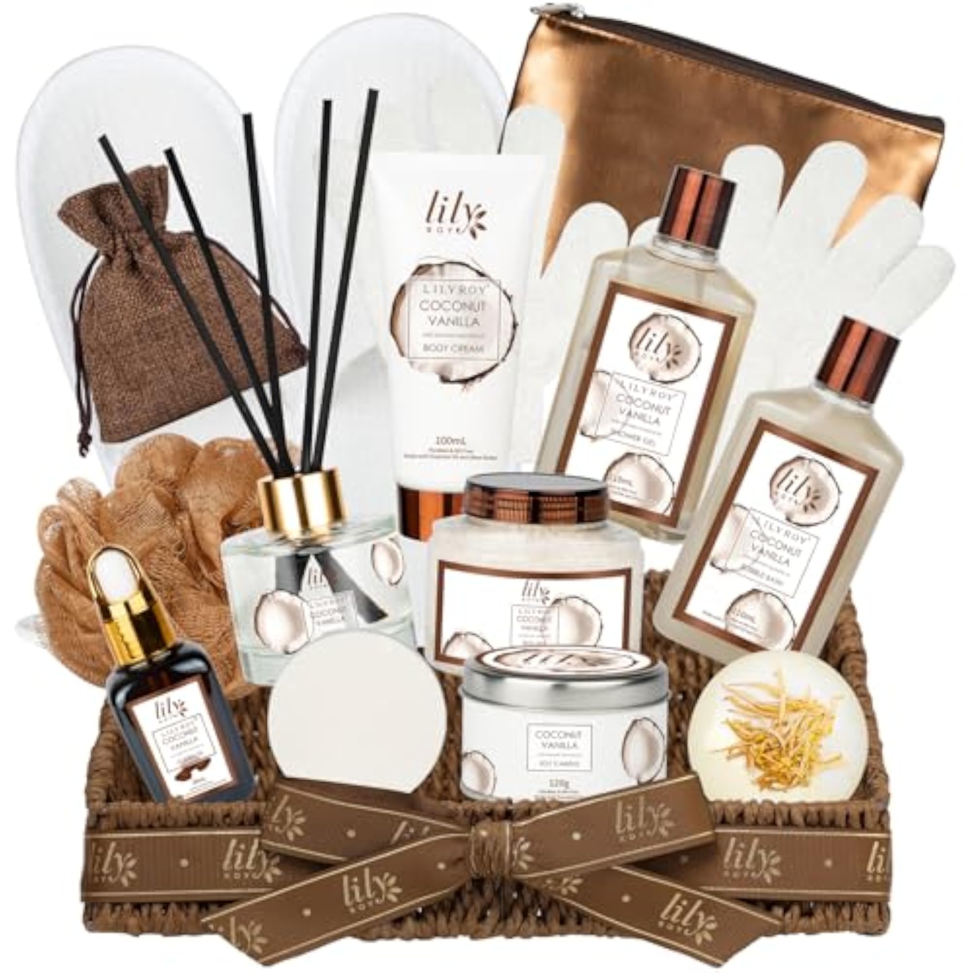 Coconut Vanilla Bath Gift Set for Women, 17Pcs